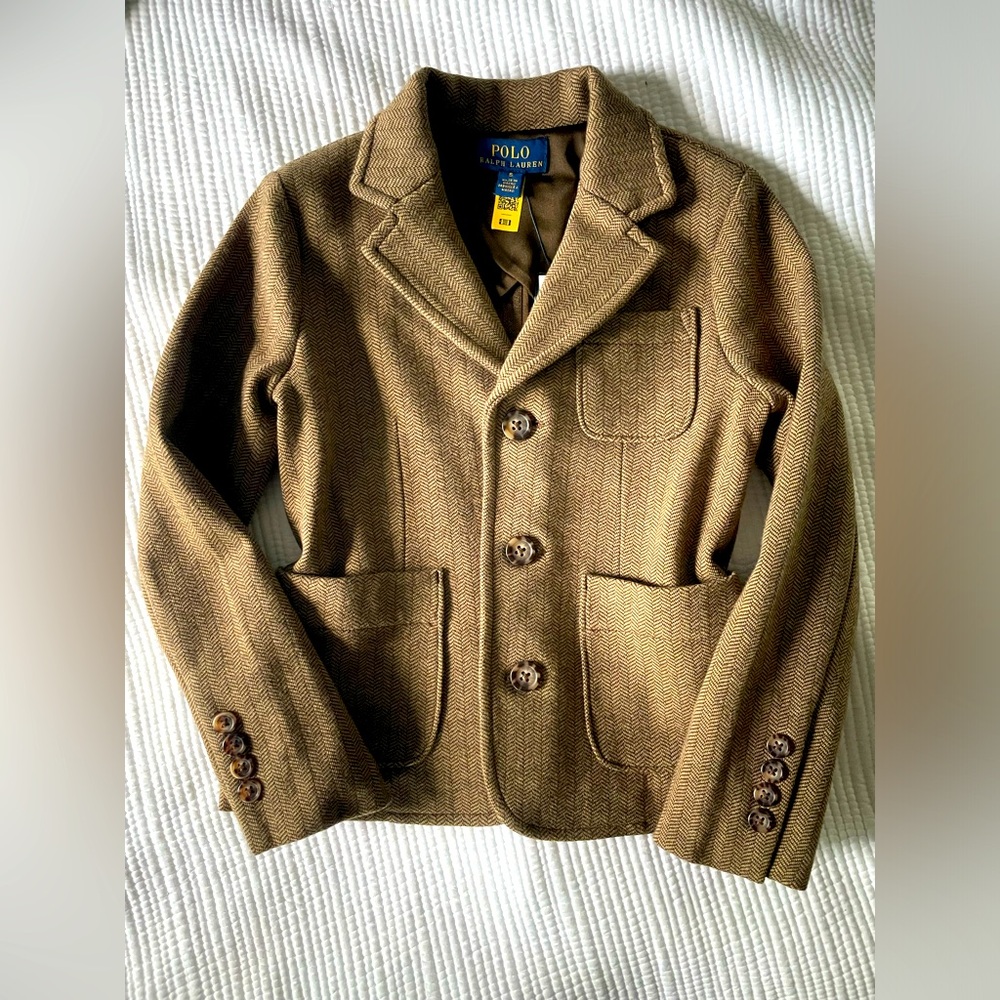 Ralph Lauren Herringbone Cotton Blend Blazer Sz 5 NWT